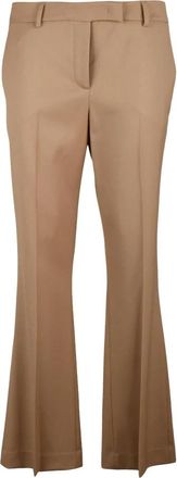 Ql2 Quelledue Rechte broek - Dames - Wijde Broeken - Beige - 2XL - Wol - Broeken