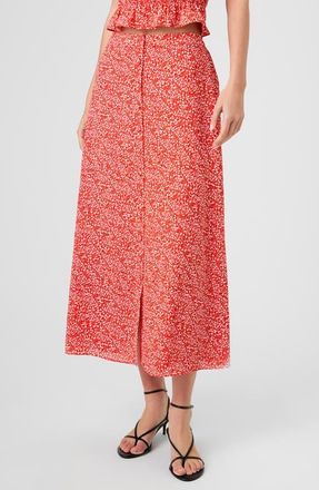 French Connection Agnes Ditsy Floral Crepe Midi Skirt in Candied Apple at Nordstrom, Size Small