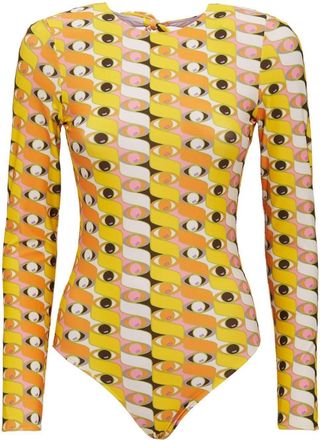 La DoubleJ Surf long-sleeved swimsuit - women - Elastane/Polyamide - L - Yellow