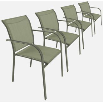 Sweeek Set 4 sedie da giardino in alluminio e textilene