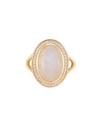 Adornia Adornia Fine Jewelry 14K Over Silver 7.00 Ct. Tw. Moonstone Cz Halo Ring