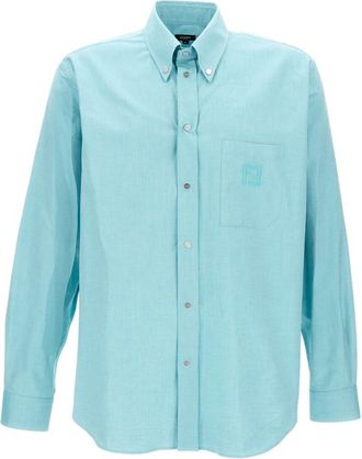 Fendi Light Turquoise Logo Shirts