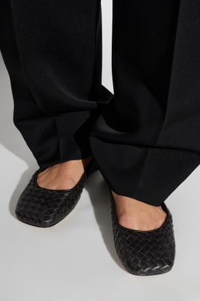 Bottega Veneta Charlotte Leather Ballet Flats, Womens, Brown