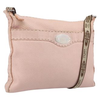 Fendi Vintage Selleria Zip Messenger Leather Pink Leather Handbag (Pre-Owned)