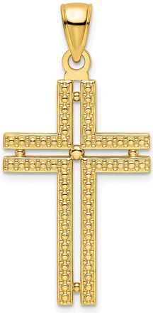 Diamond2Deal 14k Yellow Gold Polished Beaded Cross Pendant