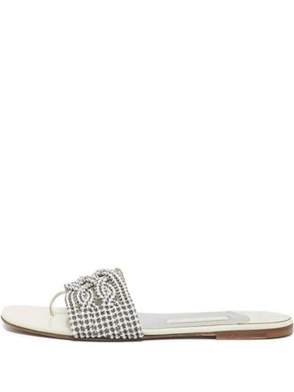 Gina Loren leather flat sandals - White