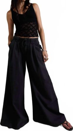 Free People Julien Wide Leg Chino Trouser Pants In Black