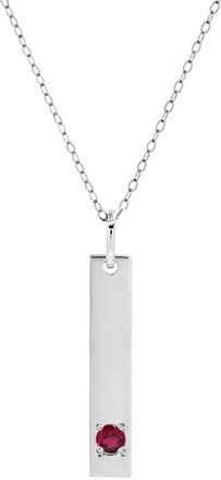 MAX + STONE 14k Yellow or White Gold Bar Pendant Necklace with 3mm Small Round Gemstone