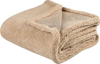 Beliani Beliani - Manta De Poli&eacute;ster Beige Arena 125 X 150 Cm Piel Lana Oso Peluche Mirge