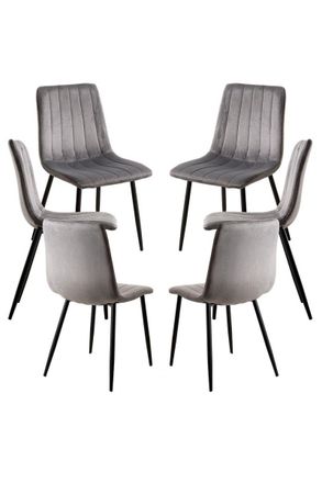 Regalos Miguel Packs Sillas Comedor - Pack 6 Sillas Liny Terciopelo - Gris Oscuro