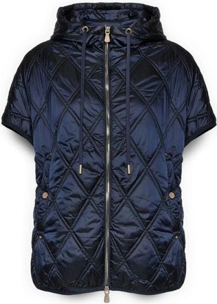 Elena Miro Lichtgewicht Mouwloze Capuchon Puffer Jas - Dames - Gewatteerde jassen - Blauw - L - Polyester - Jassen
