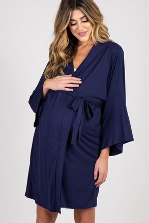 Pinkblush Delivery/Nursing Maternity Robe in Navy Blue at Nordstrom, Size X-Large