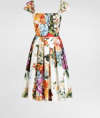 Dolce & Gabbana Flower Bouquet-print Poplin Dress - Woman Dresses Print 36