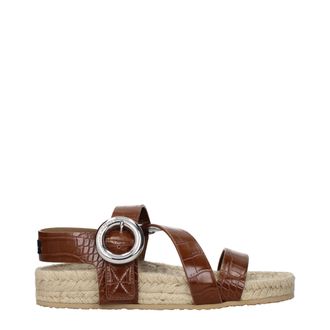 Stella McCartney Brown Leather Flat Womens Sandals