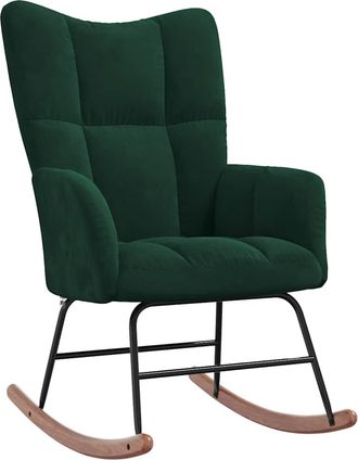 vidaXL Silla Mecedora De Terciopelo Verde Oscuro Vidaxl