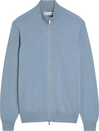 Brunello Cucinelli Mock-neck Cashmere Cardigan - Blue - 52 (IT52 / XL)