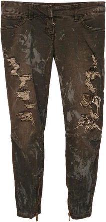 Balmain Grey Low Rise Distressed Jeans Size S