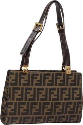 Fendi Vintage Zucca Zucca Canvas Brown Canvas Handbag (Pre-Owned)