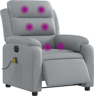 vidaXL Vidaxl - Sill&oacute;n Reclinable De Masaje El&eacute;ctrico Tela Gris Claro