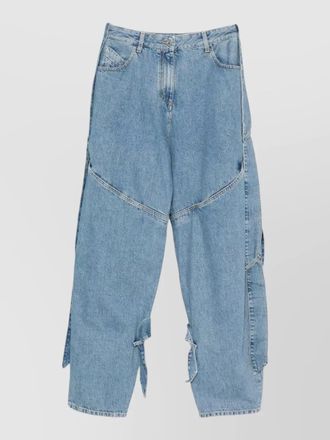 The Attico wide-leg denim trousers tie detail