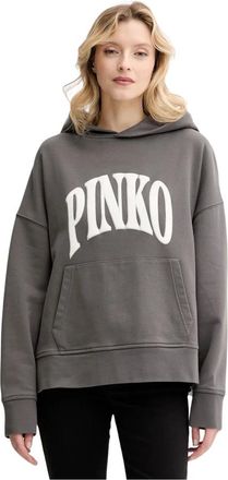 Pinko Pinko, Hoodies & sweatvesten, Dames, Grijs, S, Katoen, Katoenen Hoodie
