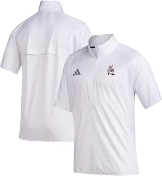 adidas Mens adidas White Texas A&M Aggies Ol Sarge Sideline Short Sleeve Quarter-Zip Pullover Top at Nordstrom, Size Medium