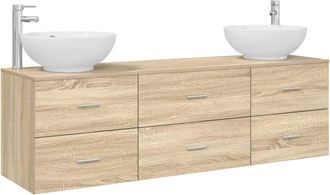 vidaXL Juego De Muebles De Ba&ntilde;o 3 Uds. Roble Sonoma Vidaxl