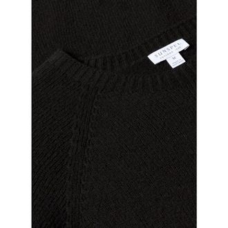 Sunspel Truien & Vesten, Heren, Zwart, XL, Wol, Lamswollen Trui met Ronde Hals