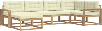 vidaXL Conjunto De Sof&aacute;s De Exterior 5 Uds. Blanco Y Crema Poli&eacute;ster Vidaxl