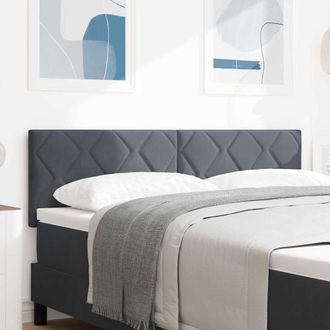 vidaXL Vidaxl - Testiera Led Geometric Con Testiera Grigio Scuro 160 Cm Velluto