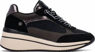 Xti Womens Casual Suede Wedge Sneakers In Black