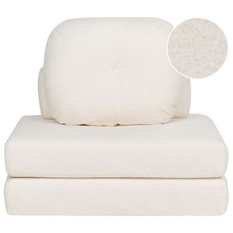 Beliani Beliani - Sof&aacute; Cama Moderno Minimalista De 1 Plaza Puf Cama Individual Con Coj&iacute;n De Boucl&eacute; Blanco Olden