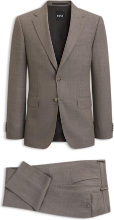 BOSS Micro-patterned slim-fit suit in Italian virgin wool