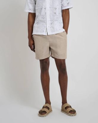 Onia Air Linen Pull-On Shorts In Tan