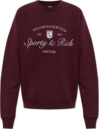 Sporty & Rich Beverly Hills Crest Soft Crewneck - Dames - Sweatshirts - Rood - XS - Katoen - Hoodies & sweatvesten