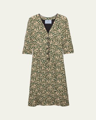 Prada Sable Floral Midi Dress