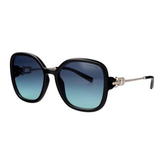 Tiffany & Co. Stijlvolle Zonnebril - Dames - Zonnebrillen - Zwart - 57 MM - Accessoires