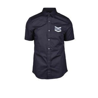 Dirk Bikkembergs Short Sleeve Shirt - Heren - Korte mouwen Overhemden - Zwart - 3XS - Katoen - Overhemden