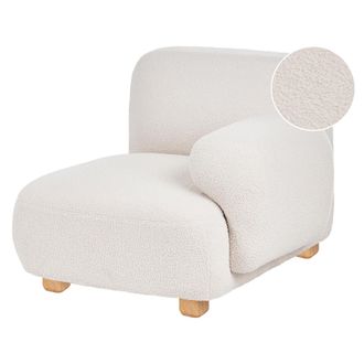 Beliani M&oacute;dulo Esquinero Izquierdo De Boucl&eacute; Asiento 1 Plaza Patas De Madera Moderno Blanco Crema Amli