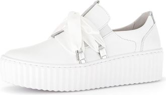 Gabor Women Trainers, Ladies Low-Tops,Removable Insole,lace up Shoe,Sports Shoe,Platform Sole,Low Shoe,Leisure,White (Weiss/Silber),38.5 EU / 5.5 UK