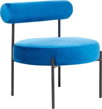 Beliani Sill&oacute;n De Terciopelo Azul Marino Negro Sin Reposabrazos Metal Alpha