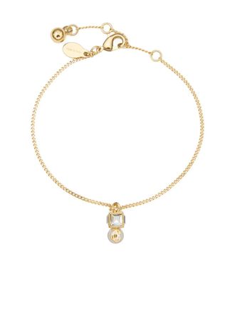 Jimmy Choo London pearl cube bracelet - women - Brass/ABS Pearl/glass - One Size - Gold