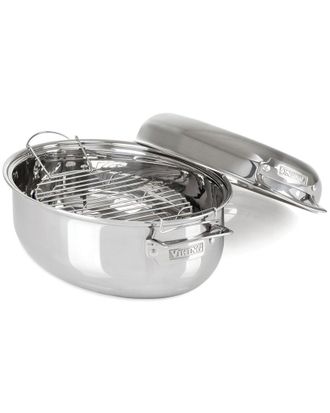 Viking 3-Ply Oval Roaster 8.5 Qt With Metal Induction Lid And Rack
