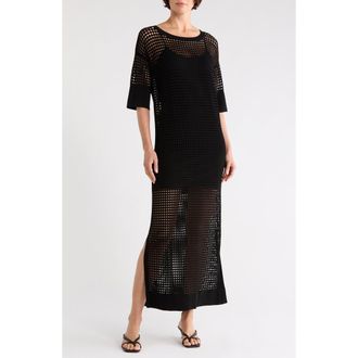 Diane Von F&uuml;rstenberg Tallullah Mesh Caftan in Black at Nordstrom Rack, Size Xx-Small