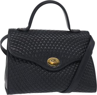 Bally Vintage Handbag Quilted Leather Leather Handbag (Pre-Owned)