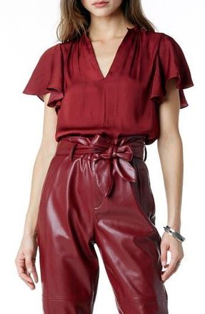 Tart Hasina Ruffle Satin Top in Cabernet at Nordstrom Rack, Size Small