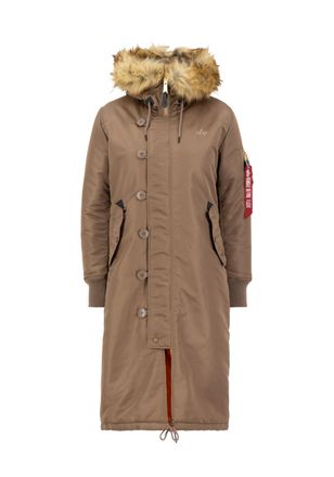 Alpha Industries Winterjacke ALPHA INDUSTRIES Long Fishtail W, Damen, Gr. XS, grau (taupe), Obermaterial: 100% Nylon; Futter: 100% Nylon; F&uuml;llung: 100% Polyester, Jack