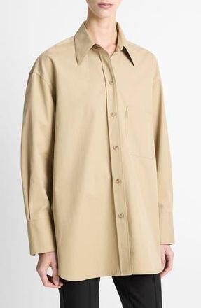 Vince Oversize Cotton Button-Up Shirt in Cobble Stone at Nordstrom Rack, Size X-Small