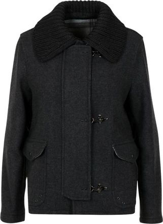 Fay Jassen, Dames, Grijs, L, Wol, Mini 3 Haken Jas