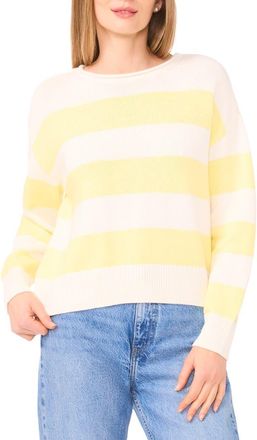 CeCe by Cynthia Steffe Stripe Roll Neck Sweater in Sugar Yellow Stripe at Nordstrom Rack, Size X-Small
